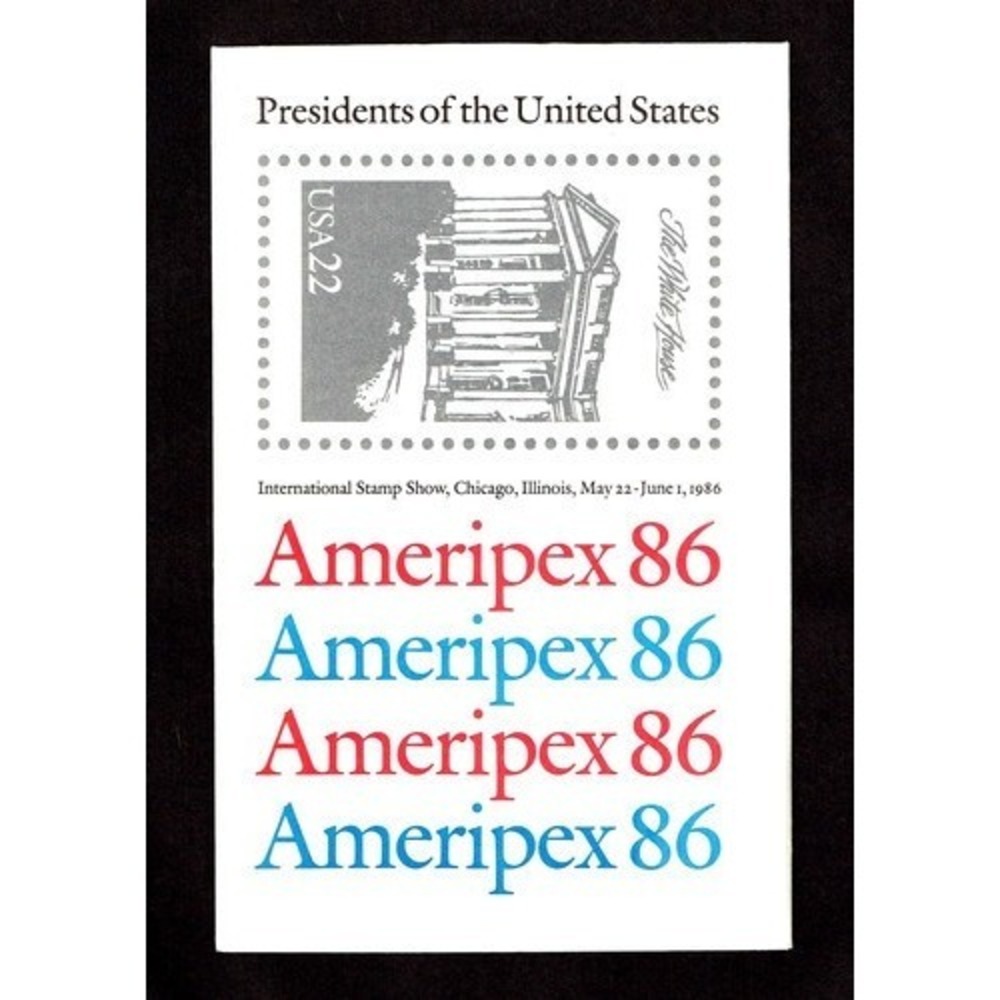 US Scotts #2216-19 AMERIPEX 86 Presidents - 4 Mini Sheets - 22 Cent - MNH